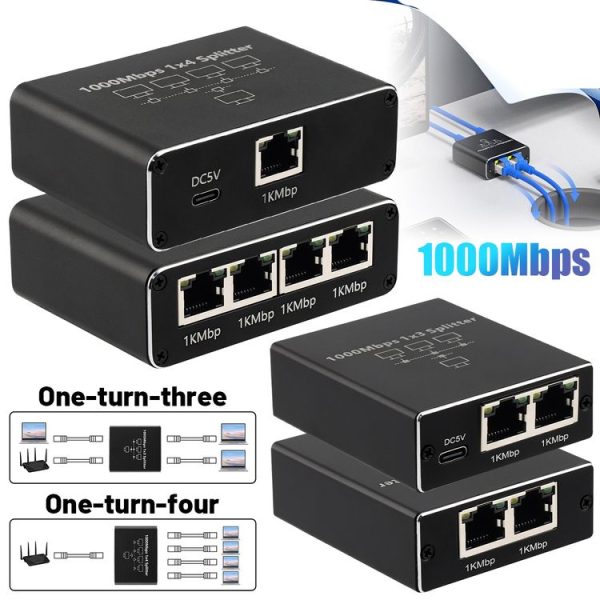 1 To 3 Gigabit Network Splitter Network Sharer RJ45 Network Cable Splitter - Image 3