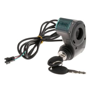 Electrical Vehicle Scooter Disconnect Switch Assembly With Keys Digital Display Start Switch (Black)