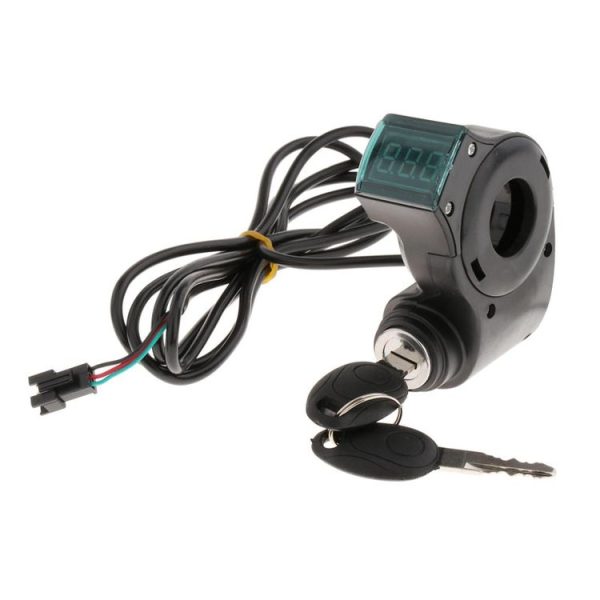 Electrical Vehicle Scooter Disconnect Switch Assembly With Keys Digital Display Start Switch (Black)