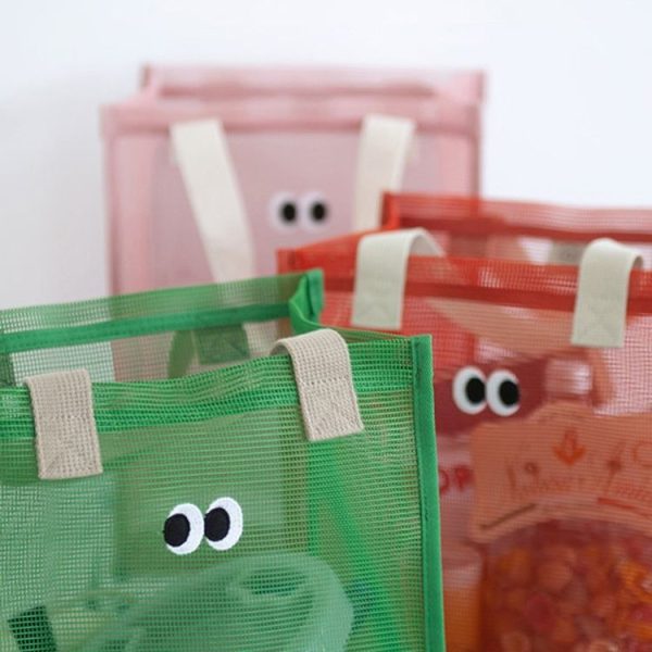 Mesh Portable Beach Bag with Cute Eyes Swimming Toiletry Storage Packet (Black) - Image 3
