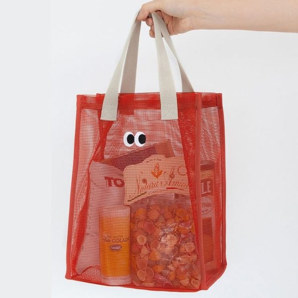 Mesh Portable Beach Bag with Cute Eyes Swimming Toiletry Storage Packet (Black) - Image 7