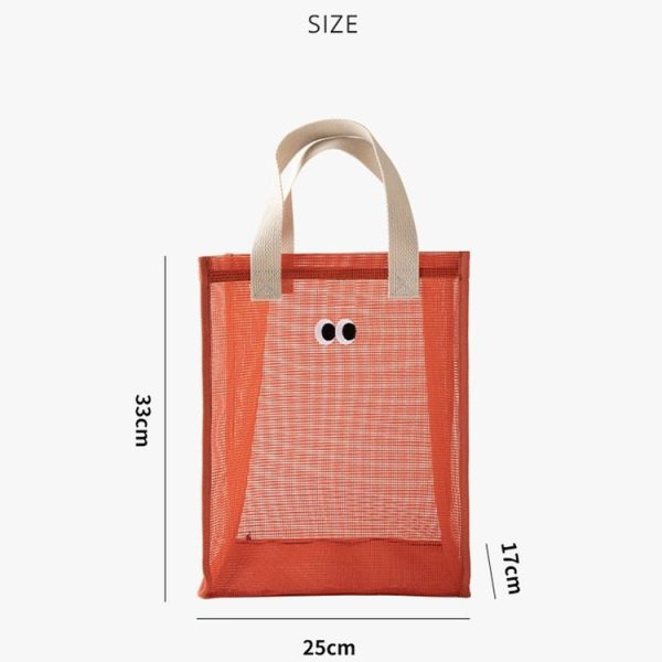Mesh Portable Beach Bag with Cute Eyes Swimming Toiletry Storage Packet (Black) - Image 8