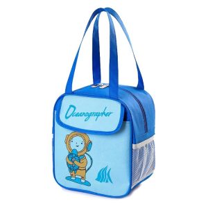 Portable Lunch Bag Bento Box Carrying Case Cute Cartoon Insulated Picnic Bag, Color: Blue