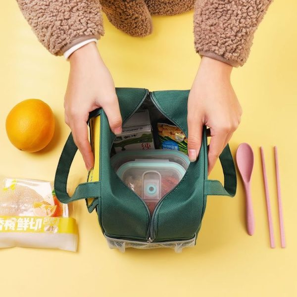 Portable Lunch Bag Bento Box Carrying Case Cute Cartoon Insulated Picnic Bag, Color: Blue - Image 3