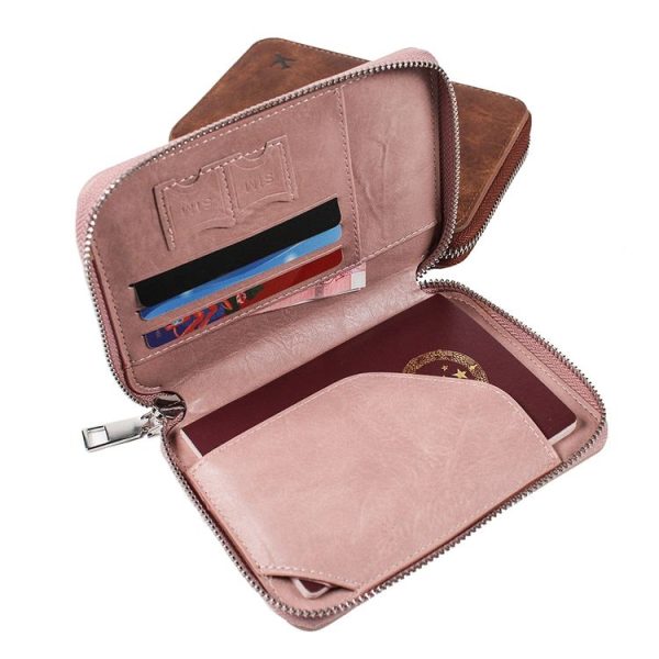 RFID Anti-theft Large Capacity Zipper Passport Bag Multifunctional Travel Document Storage Bag (Black) - Image 7