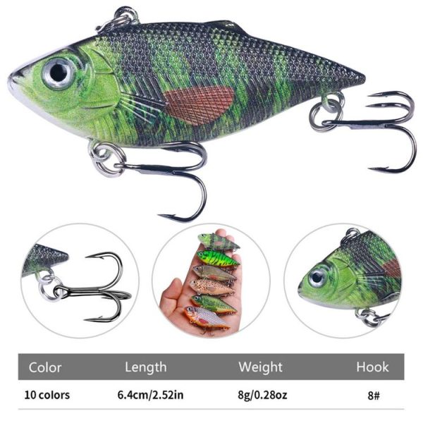 10colors / Set HENGJIA VI101 Painted VIB Dummy Lure Lua Submerged Baits, Size: 6.4cm 8g - Image 3