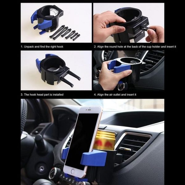 Car Air Conditioner Air Outlet Mobile Phone Water Cup Holder (Black) - Image 8