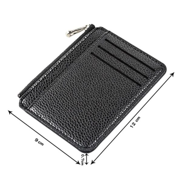 Multi-card Slot Zipper Card Holder Large Capacity Ultra-thin Coin Purse (Black) - Image 3