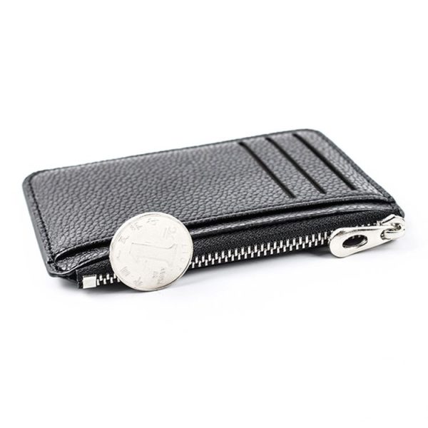Multi-card Slot Zipper Card Holder Large Capacity Ultra-thin Coin Purse (Black) - Image 7