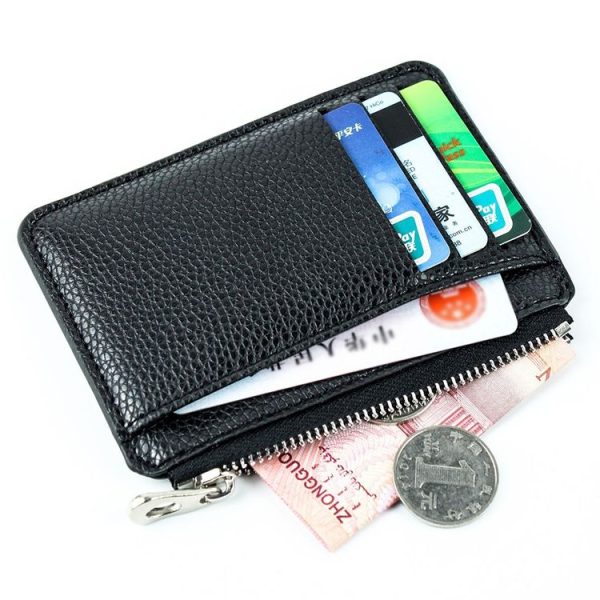 Multi-card Slot Zipper Card Holder Large Capacity Ultra-thin Coin Purse (Black) - Image 8