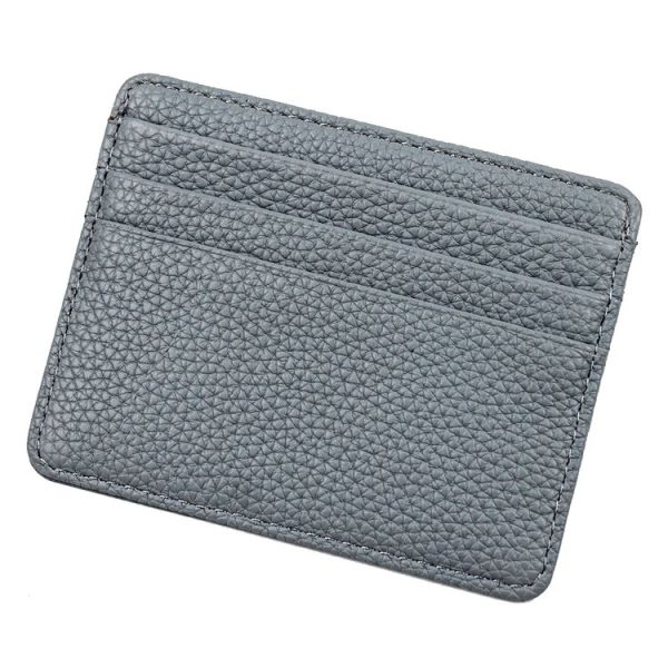 Lychee Pattern Multi-Card Slot Mini Card Holder Ultra-thin Coin Purse (Blue)