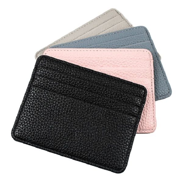 Lychee Pattern Multi-Card Slot Mini Card Holder Ultra-thin Coin Purse (Blue) - Image 2