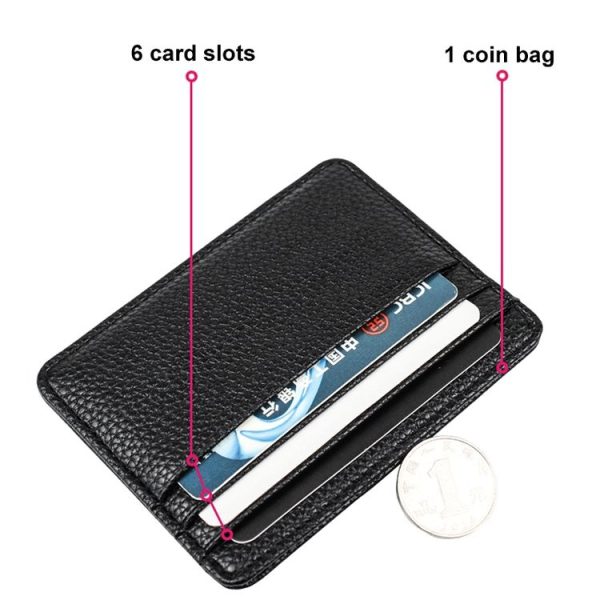Lychee Pattern Multi-Card Slot Mini Card Holder Ultra-thin Coin Purse (Blue) - Image 4