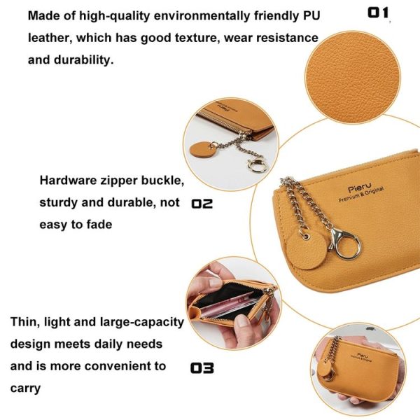 Leisure Ultra-thin Ladies Coin Purse Zippered Mini Wallet (Yellow) - Image 3