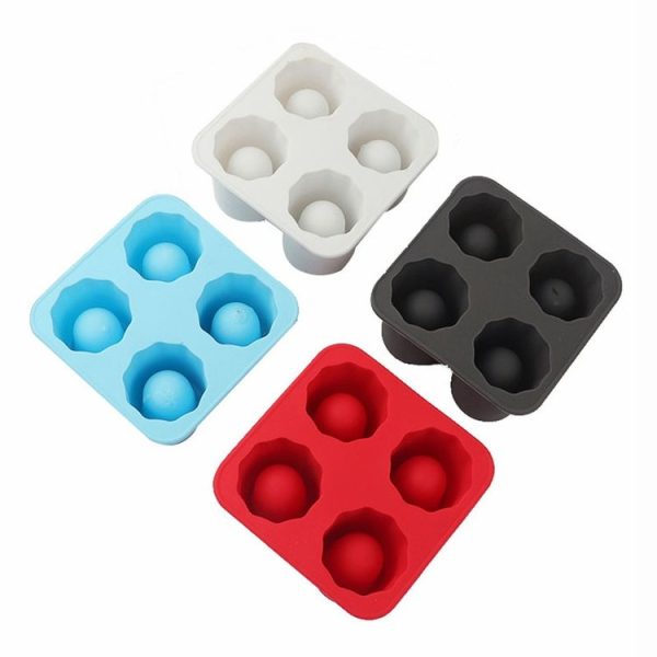 Four Hole Ice Cup Silicone Mold Compartment Cylindrical Coke Whiskey Ice Cube Maker Mold (Red) - Image 3