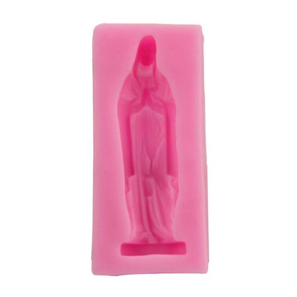Virgin Mary Fondant Silicone Cake Molds DIY Chocolate Clay Mold Pastry Baking Tool (Pink)
