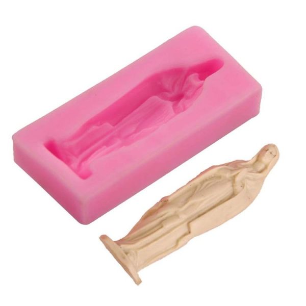 Virgin Mary Fondant Silicone Cake Molds DIY Chocolate Clay Mold Pastry Baking Tool (Pink) - Image 2