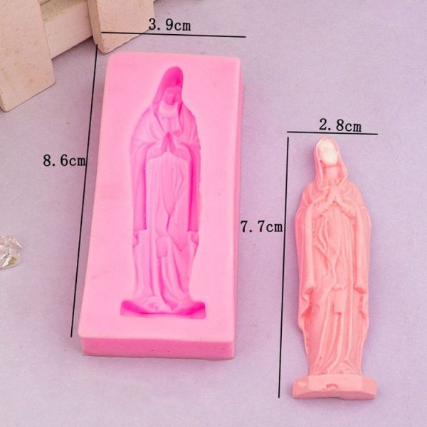 Virgin Mary Fondant Silicone Cake Molds DIY Chocolate Clay Mold Pastry Baking Tool (Pink) - Image 3