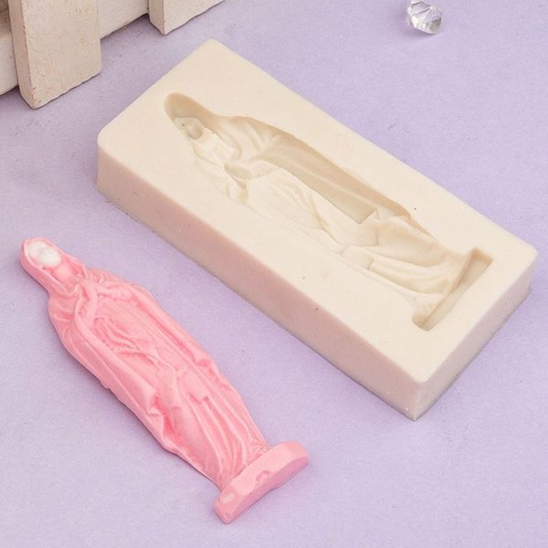 Virgin Mary Fondant Silicone Cake Molds DIY Chocolate Clay Mold Pastry Baking Tool (Pink) - Image 4