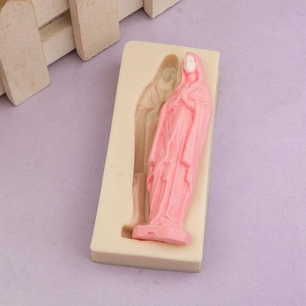 Virgin Mary Fondant Silicone Cake Molds DIY Chocolate Clay Mold Pastry Baking Tool (Pink) - Image 5