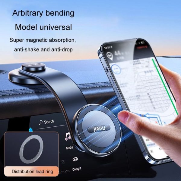 JIAGU Car Suction Cup Type Magsafe Mobile Phone Bracket Telescopic Instrument Panel Car Navigation Rack (Black) - Image 6