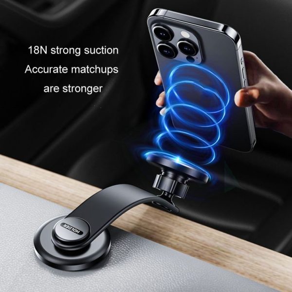 JIAGU Car Suction Cup Type Magsafe Mobile Phone Bracket Telescopic Instrument Panel Car Navigation Rack (Black) - Image 8