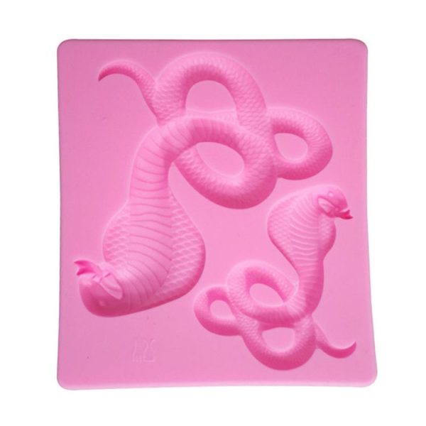 Cake Silicone Mold Snake Shape Fondant Chocolate Decoration Mold Kitchen Baking Tool (Pink)