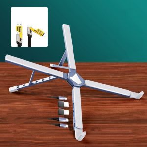 XY-1 5-In-1 Laptop Docking Station Stand Increased Folding Heat Dissipation HUB Bracket (Silver)