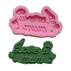 Mother Day Fondant Chocolate Silicone Mold Cake Decoration Baking Love Mother Word Mold, Color: Mk-2658 Pink