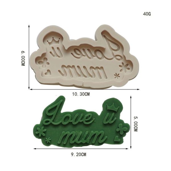 Mother Day Fondant Chocolate Silicone Mold Cake Decoration Baking Love Mother Word Mold, Color: Mk-2658 Pink - Image 2