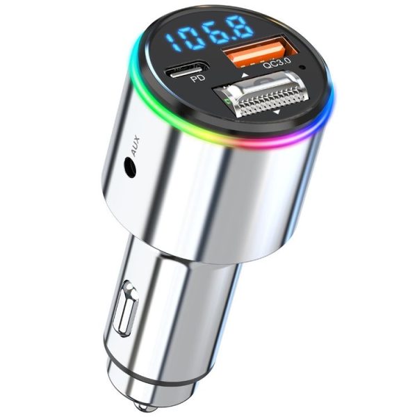 Car Bluetooth Voltage Detection MP3 Player Wireless Charger (Silver)