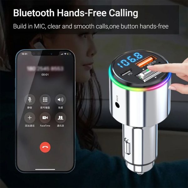Car Bluetooth Voltage Detection MP3 Player Wireless Charger (Silver) - Image 13