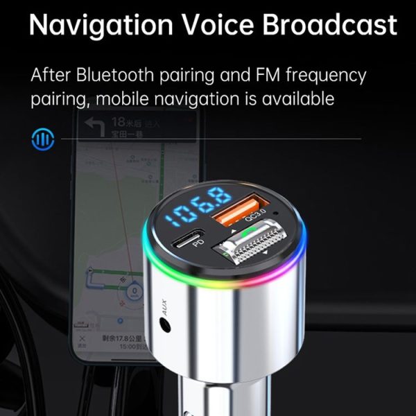 Car Bluetooth Voltage Detection MP3 Player Wireless Charger (Silver) - Image 5