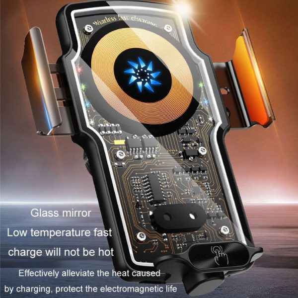 Car Magsafe Wireless Charger Transparent Induction 120W Fast Charging Universal Mobile Phone Bracket (Black) - Image 3