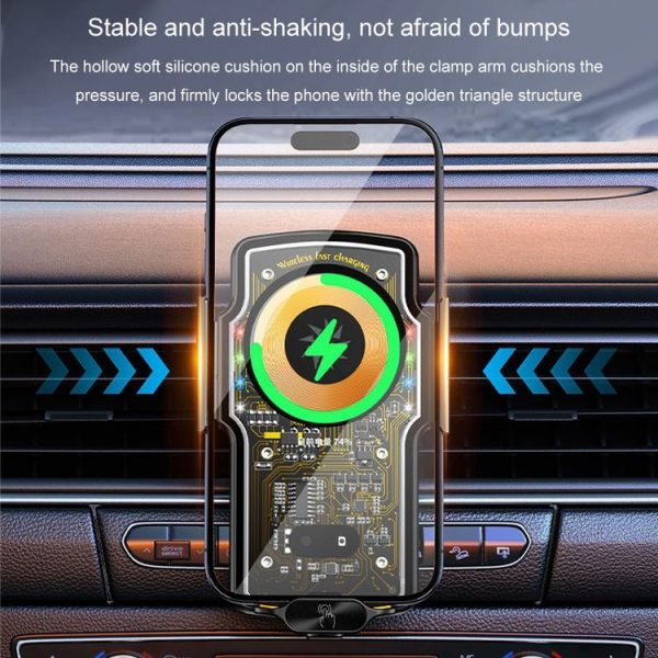 Car Magsafe Wireless Charger Transparent Induction 120W Fast Charging Universal Mobile Phone Bracket (Black) - Image 5