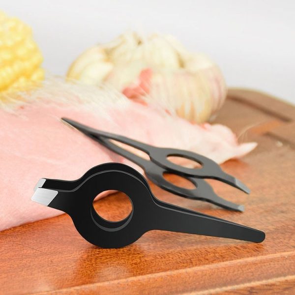 Stainless Steel Tweezers Hair Puller Chicken And Duck Feather Plucking Tool (Black) - Image 2