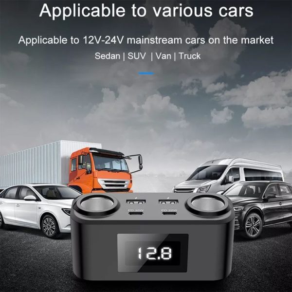 One To Four PD+QC Car Cigarette Lighter Multi-Port Mobile Phone Charger - Image 12