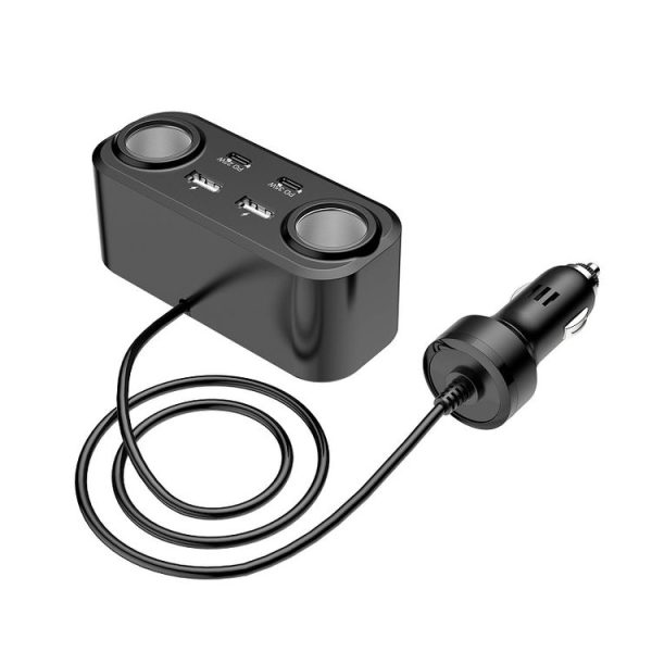 One To Four PD+QC Car Cigarette Lighter Multi-Port Mobile Phone Charger - Image 3