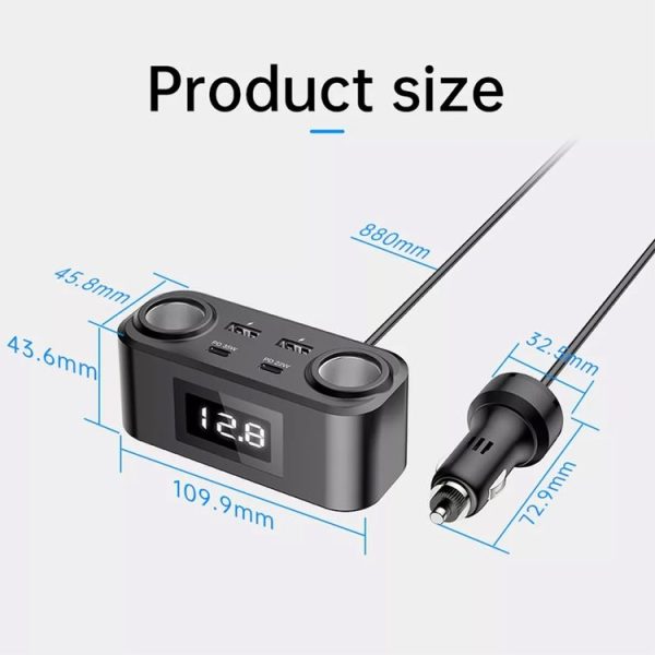 One To Four PD+QC Car Cigarette Lighter Multi-Port Mobile Phone Charger - Image 8