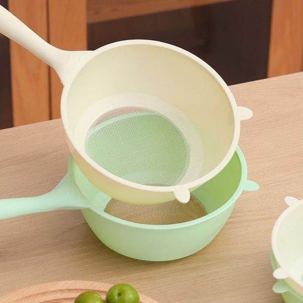 Multi-functional Noodle Spoon Food Grade Plastic Rice Scoop Fruit and Vegetable Washing Basin, Specification: Small Green - Image 3