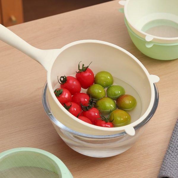 Multi-functional Noodle Spoon Food Grade Plastic Rice Scoop Fruit and Vegetable Washing Basin, Specification: Small Green - Image 8