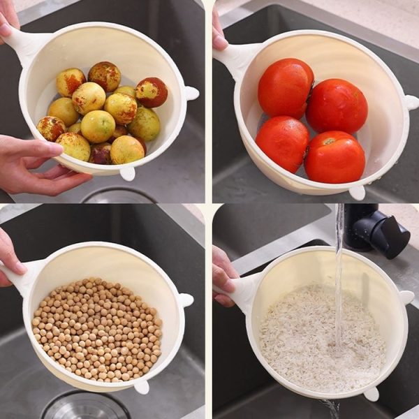 Multi-functional Noodle Spoon Food Grade Plastic Rice Scoop Fruit and Vegetable Washing Basin, Specification: Small Green - Image 9
