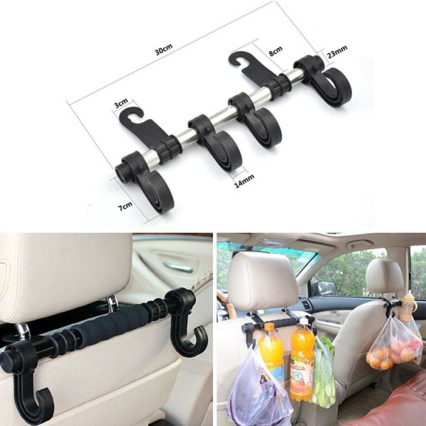 30cm Stainless Steel Extended Car Seat Back Hook Car Clothes Hanger (DM-045) - Image 3