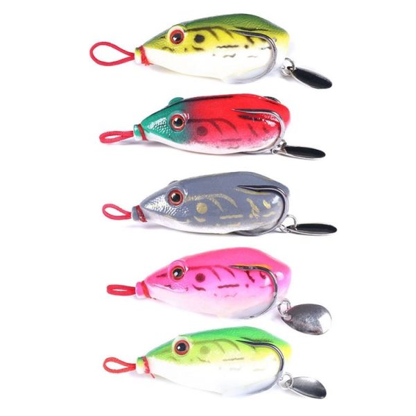 5colors / Set HENGJIA FO053 Black Fish Thunder Brogue Dummy Bait Sequin Toad Fishing Lure