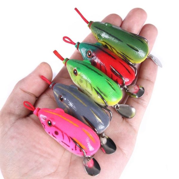 5colors / Set HENGJIA FO053 Black Fish Thunder Brogue Dummy Bait Sequin Toad Fishing Lure - Image 2