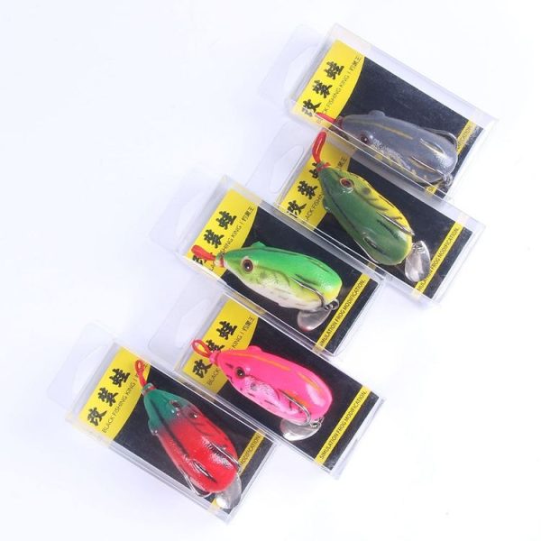 5colors / Set HENGJIA FO053 Black Fish Thunder Brogue Dummy Bait Sequin Toad Fishing Lure - Image 5