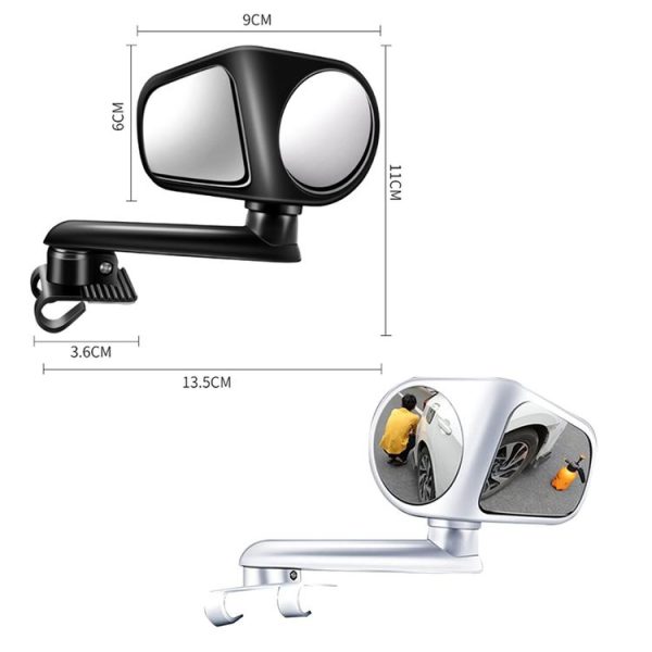 Car Auxiliary Mirror Multi-Function Wide-Angle Rear View Reversing Mirror (Black Left) - Image 2