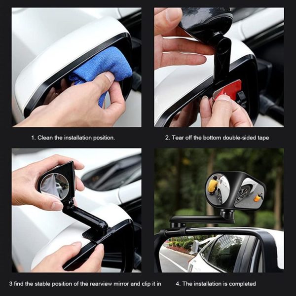 Car Auxiliary Mirror Multi-Function Wide-Angle Rear View Reversing Mirror (Black Left) - Image 9