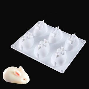 Small 6-link Bunny Pudding Silicone Mold Cake Mousse Jelly Baking Grinder