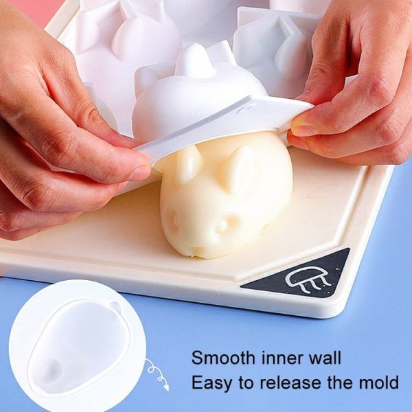 Small 6-link Bunny Pudding Silicone Mold Cake Mousse Jelly Baking Grinder - Image 6